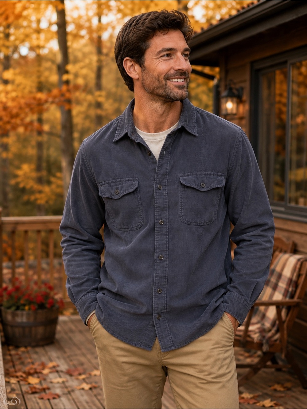 Salt Valley MFG. Co. Micro Corduroy Button Front Shirt Men’s Medium Slate Gray
